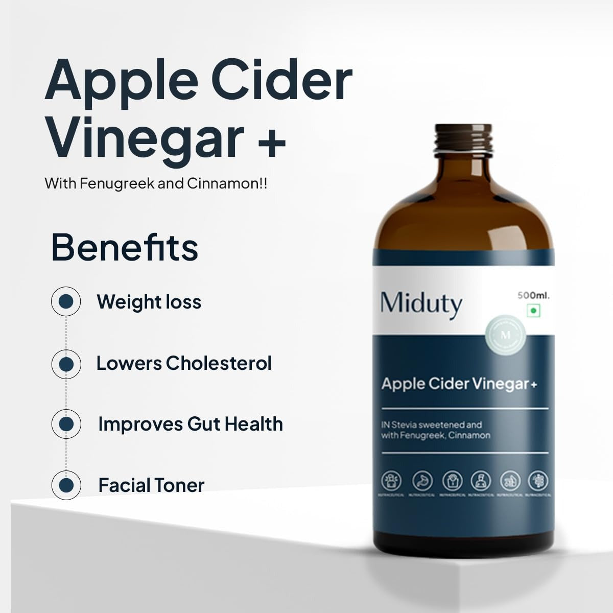 Miduty by Palak Notes Apple Cider Vinegar Stevia sweetened With Fenugreek Cinnamon