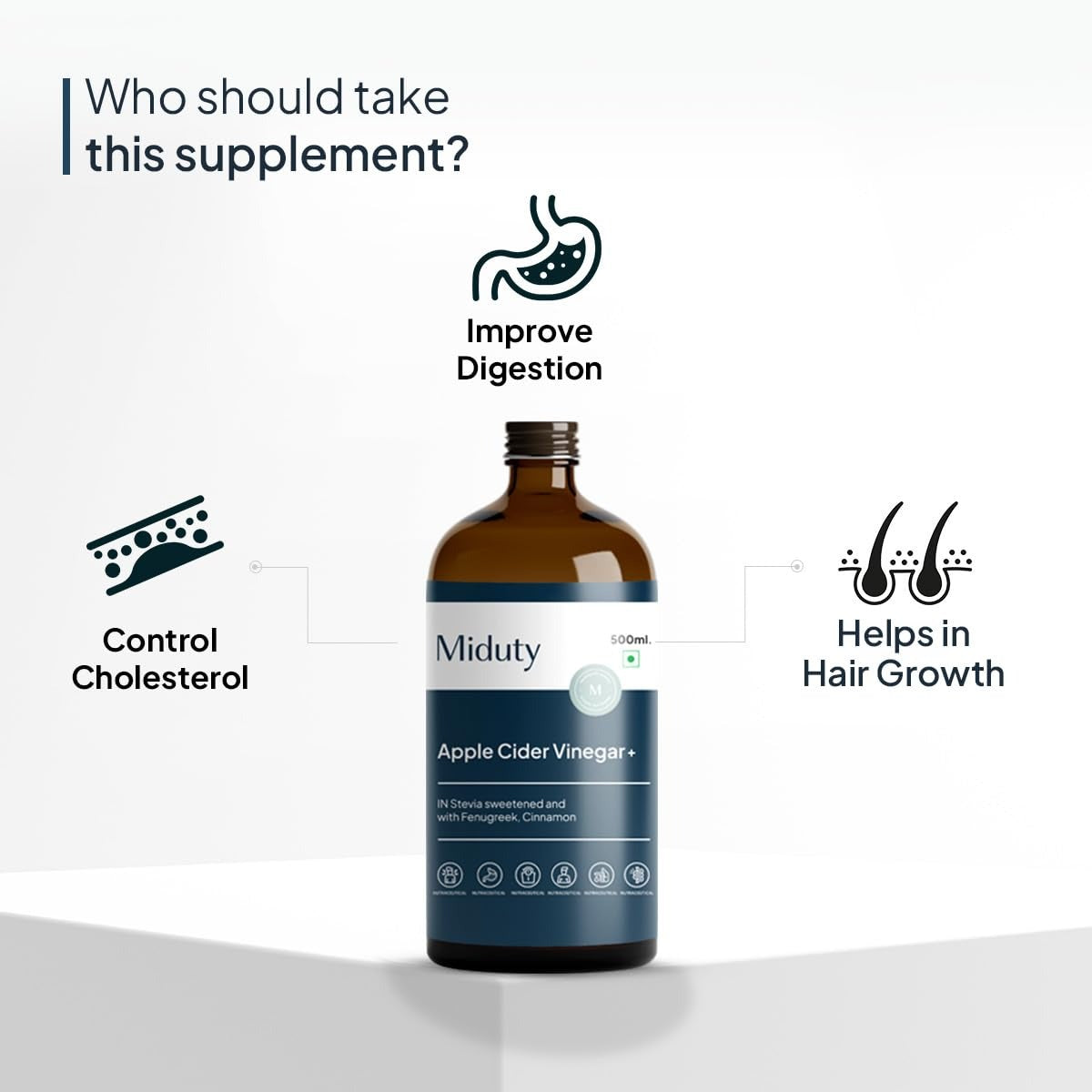 Miduty by Palak Notes Apple Cider Vinegar Stevia sweetened With Fenugreek Cinnamon