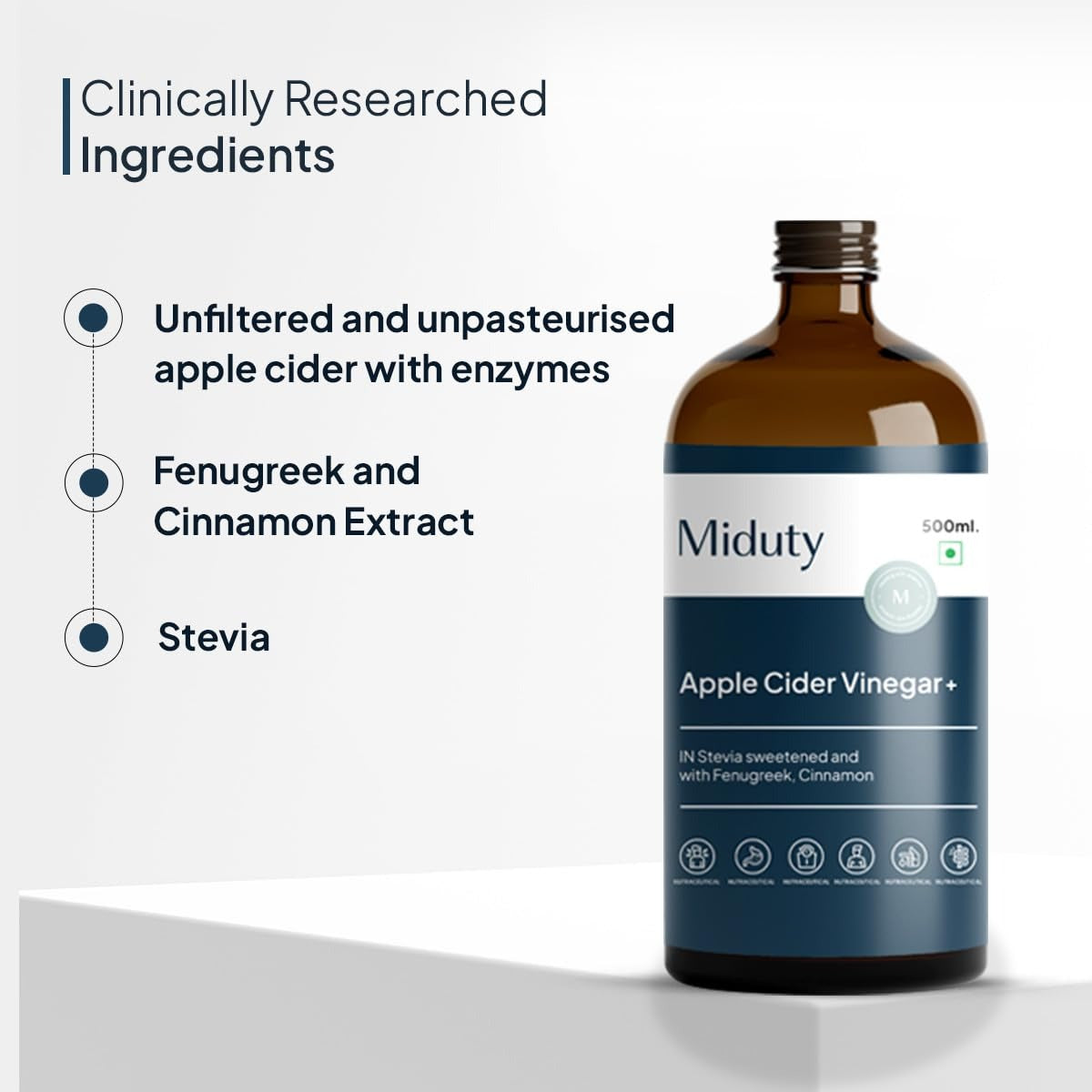 Miduty by Palak Notes Apple Cider Vinegar Stevia sweetened With Fenugreek Cinnamon