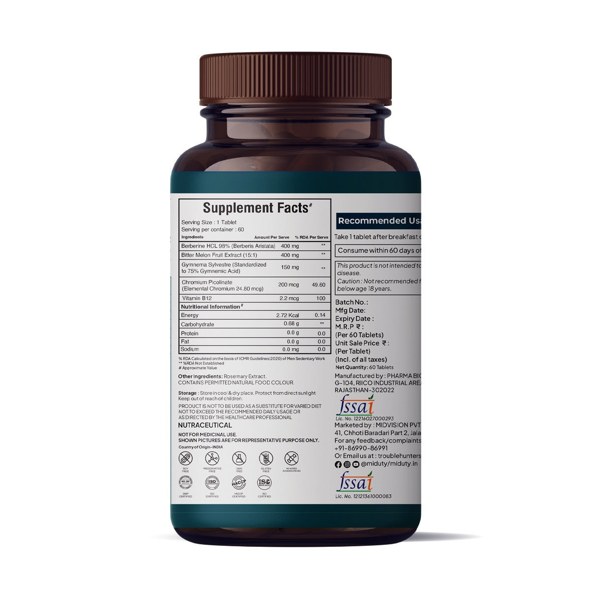 Miduty by Palak Notes Blood Sugar Control Tablets