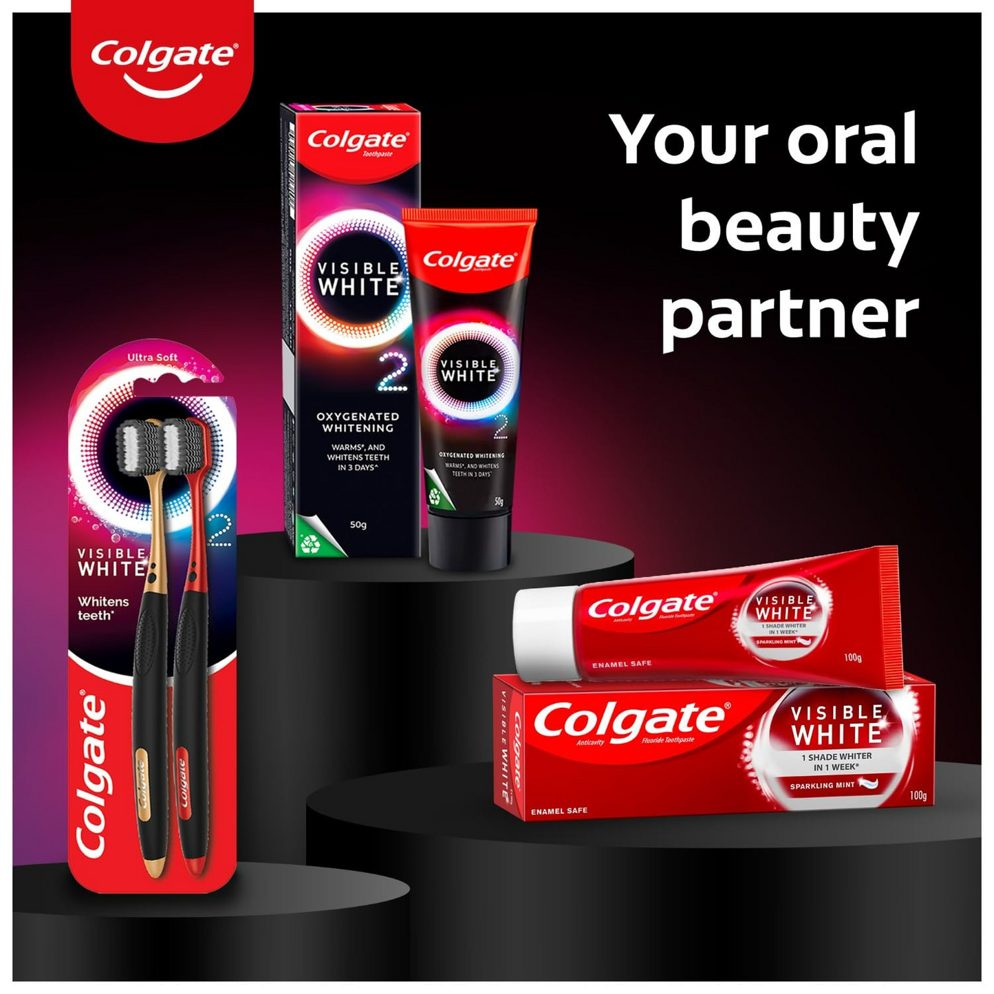 Colgate Visible White O2 Teeth Whitening Toothpaste with Peppermint Sparkle
