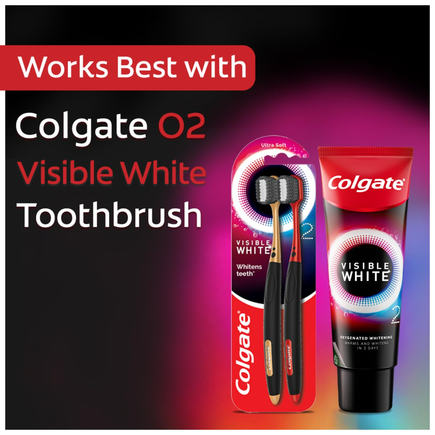 Colgate Visible White O2 Teeth Whitening Toothpaste with Peppermint Sparkle