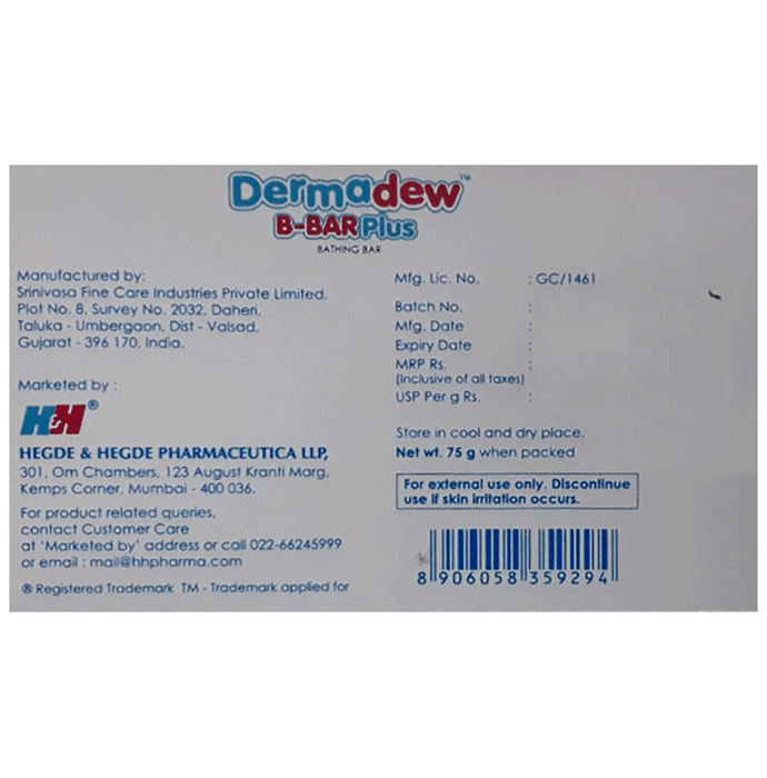 Dermadew B-Bar Plus Bathing Bar pH 5.5