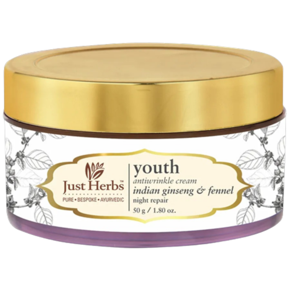 Buy Just Herbs Youth Antiwrinkle Indian Ginseng & Fennel Night Repair Cream from DrMediCart, Ship from India to USA