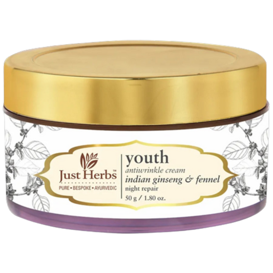 Buy Just Herbs Youth Antiwrinkle Indian Ginseng & Fennel Night Repair Cream from DrMediCart, Ship from India to USA
