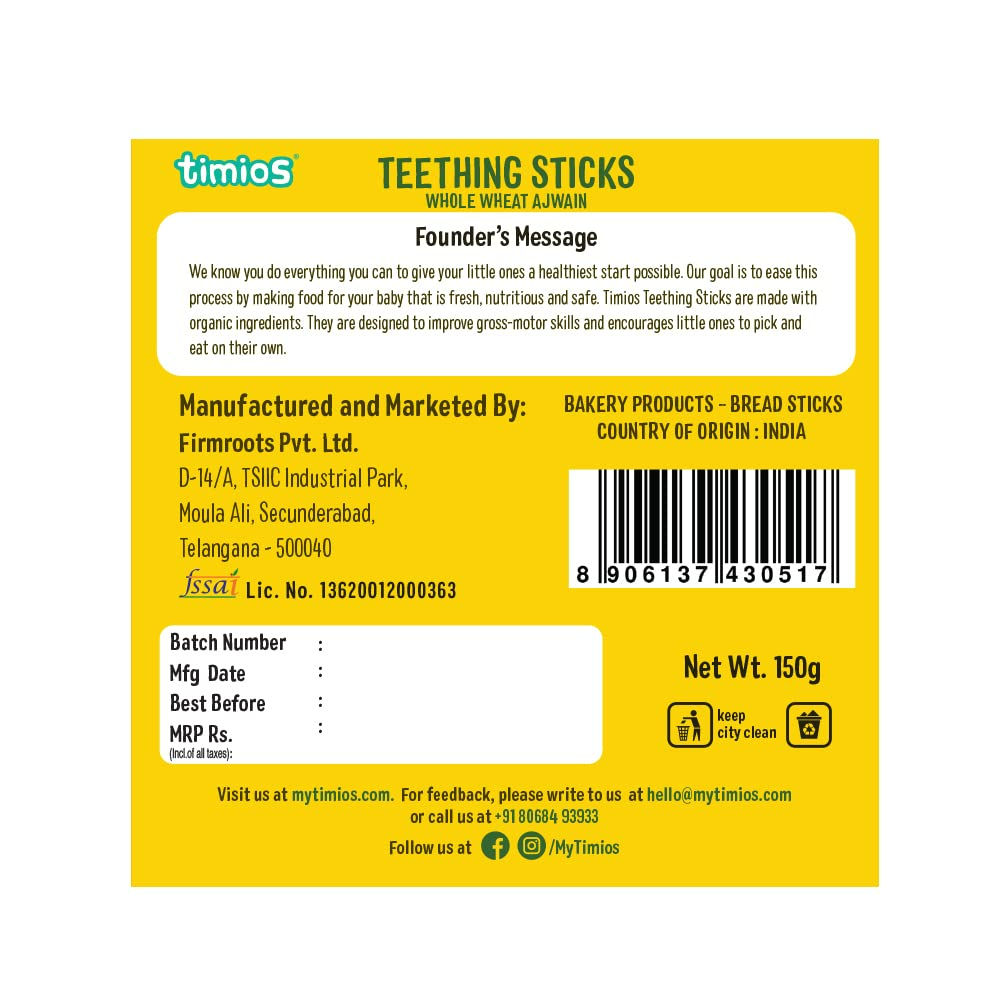 Timios Whole Wheat Ajwain Teething sticks
