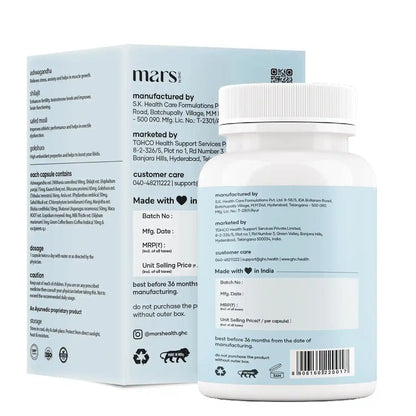 Mars By GHC Surge Max Capsules with Ashwagandha, Gokshura, Safed Musli