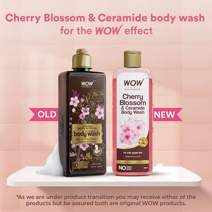 Wow Skin Science Cherry Blossom & Ceramide Body Wash For Removes Dirt, Hydrates and Softens Ski