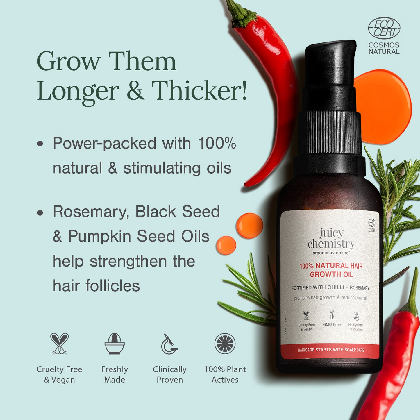 Juicy Chemistry Chilli Horsetail and Blackseed Hair Oil