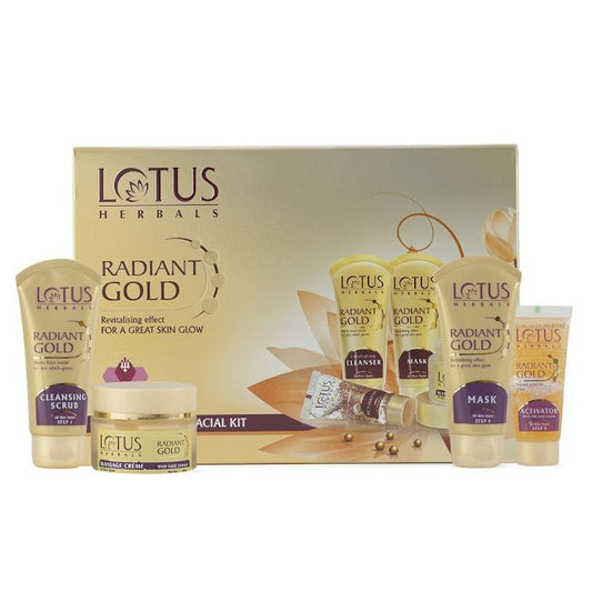 Buy Lotus Herbals Radiant Gold Cellular Glow Facial Kit For All Skin Types from DrMediCart, Ship from India to USA