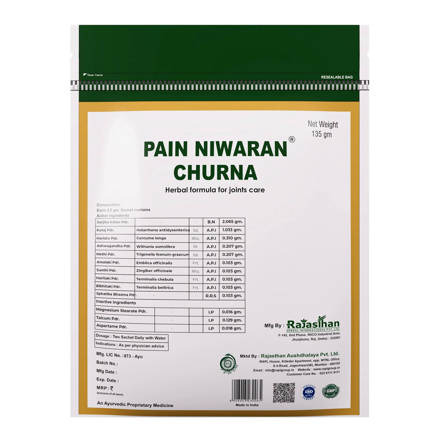 Rajasthan Herbals Pain Niwaran Churna