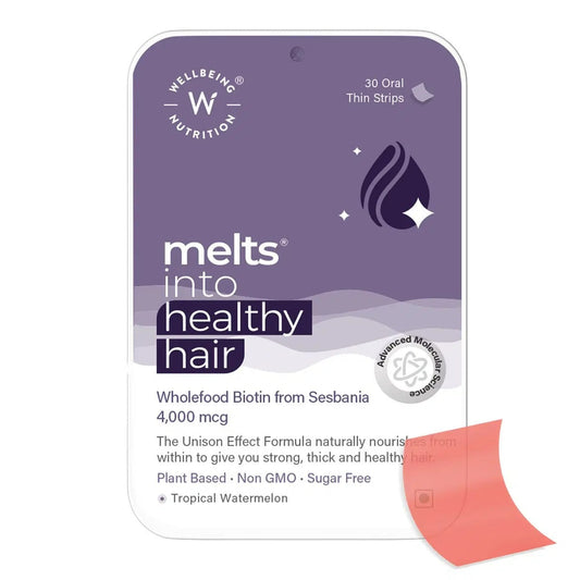 Buy Wellbeing Nutrition Melts Healthy Hair Oral Thin Strips-Tropical Watermelon Flavor from DrMediCart, Ship from India to USA