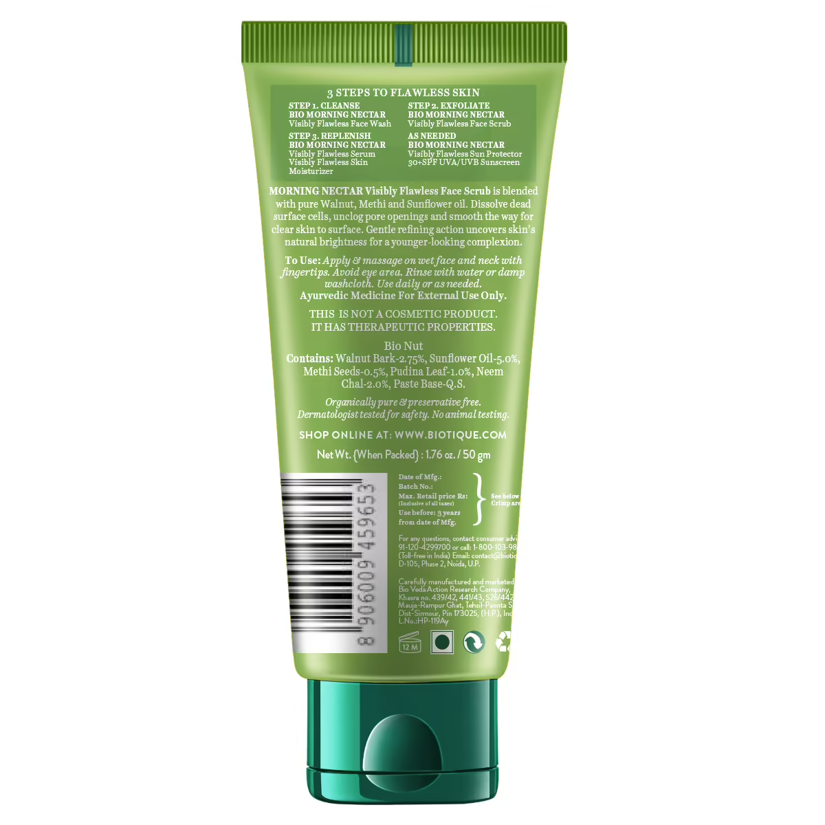 Biotique Advanced Ayurveda Bio Morning Nectar Visibly Flawless Face Scrub - DrMediCart