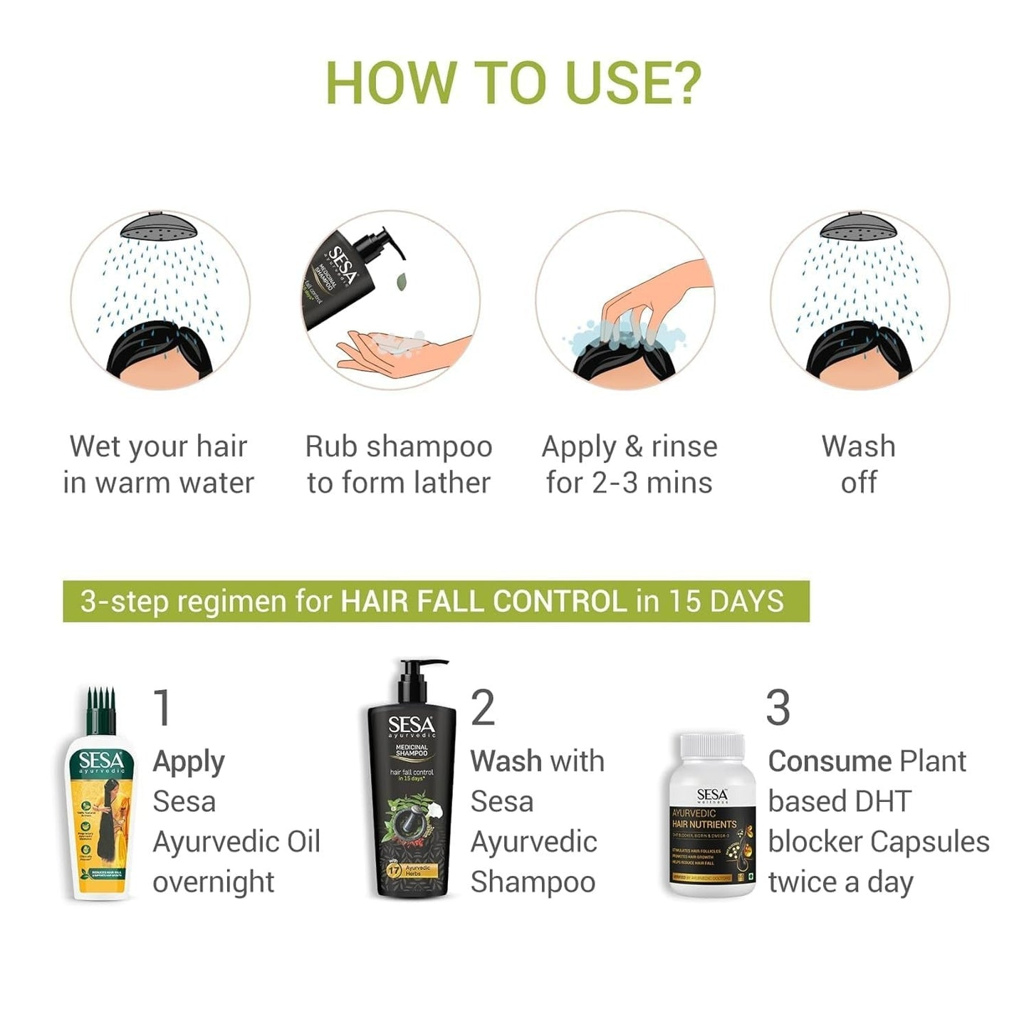 Sesa Ayurvedic Medicinal Shampoo For Hairfall Control & Anti Dandruff