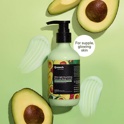 Quench Botanics Bravocado Ultra Light Nourishing Face and Body Cream, Korean Skin Care