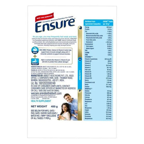 Ensure Nutritional Powder Vanilla Flavour - Balanced Nutrition Drink, Helps in Weight Management