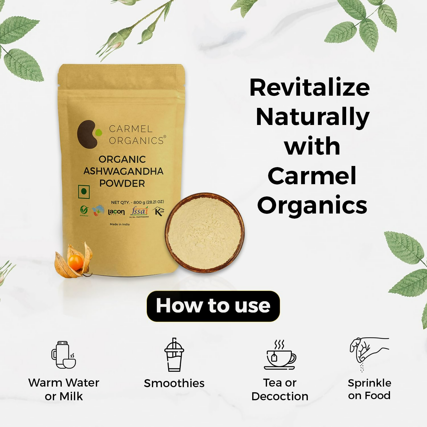 Carmel Organics Ashwagandha Root Powder