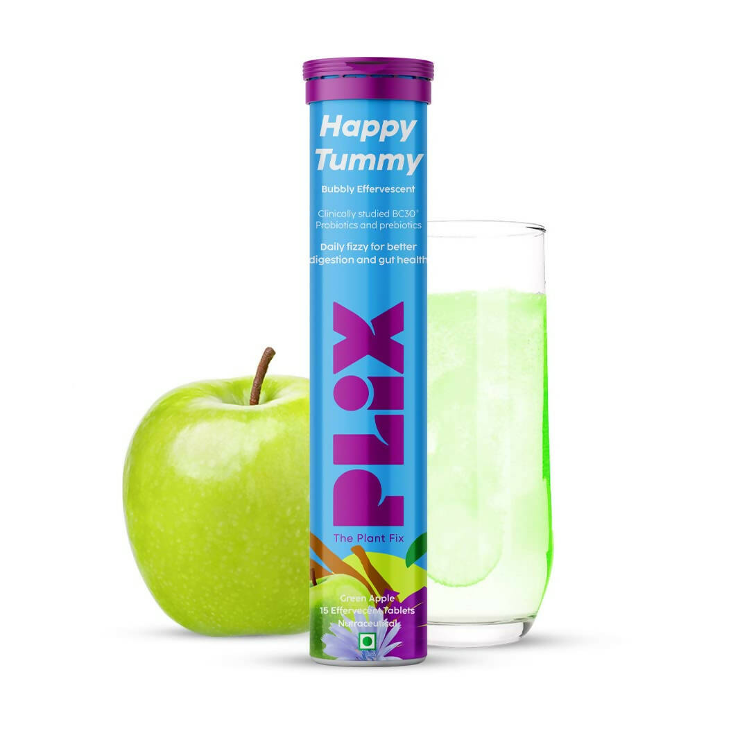 PLIX The Plant Fix Happy Tummy Pre+Probiotic Effervescent Tablets - Green Apple