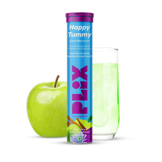 PLIX The Plant Fix Happy Tummy Pre+Probiotic Effervescent Tablets - Green Apple