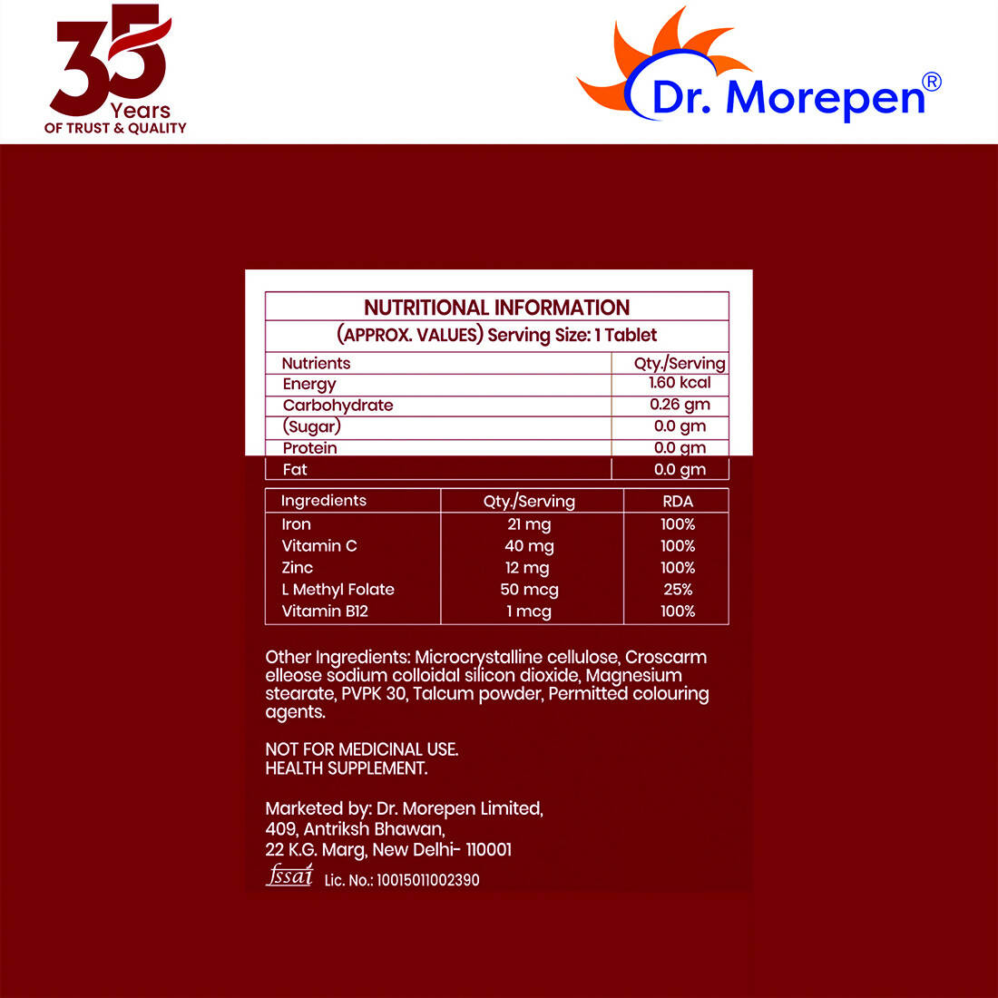 dr morepen iron zinc tablets