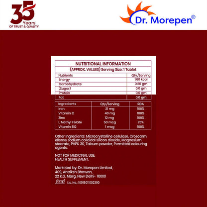 dr morepen iron zinc tablets
