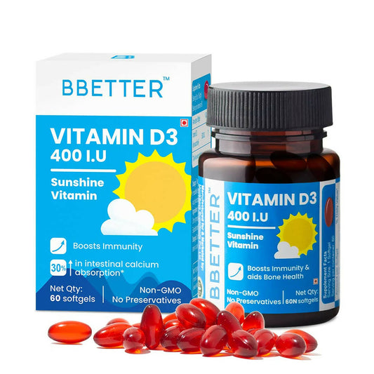Buy BBETTER Vitamin D3 400 IU Capsules from DrMediCart, Ship from India to USA