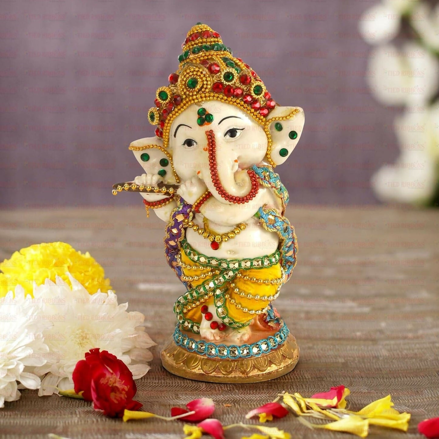 Buy Tied Ribbons Decorative Murli Ganesh Idol