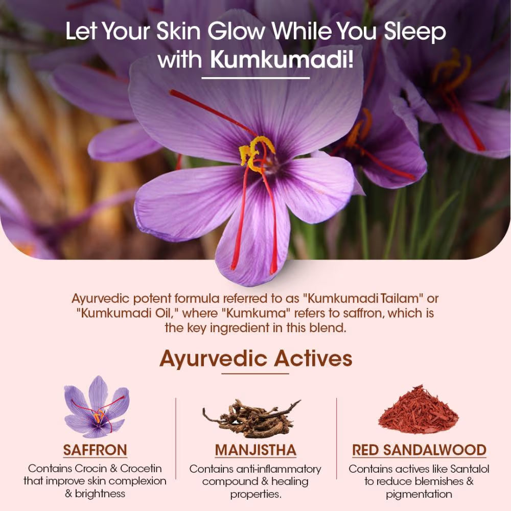 TAC - The Ayurveda Co. 100% Pure Kumkumadi Gold Glow Face Oil For Glowing, Youthful & Radiant Skin