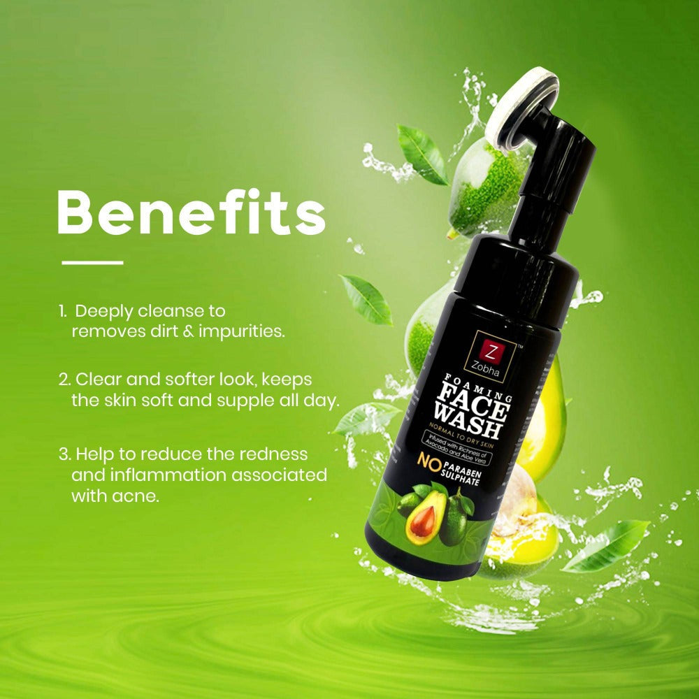Zobha Foaming Face Wash - Avocado and Aloe Vera