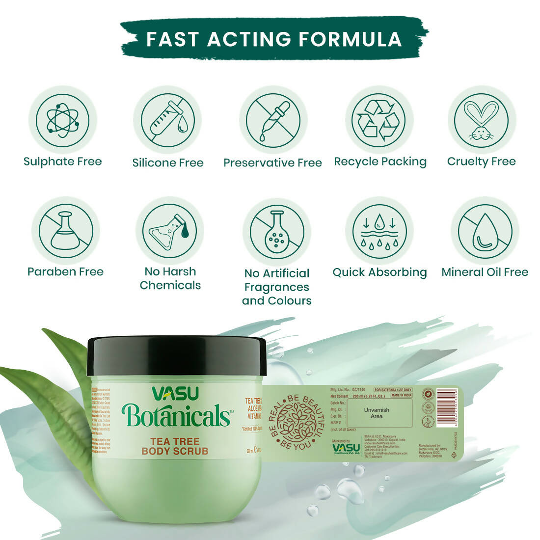 Vasu Healthcare Botanicals Tea Tree Body Scrub - Drmedicart