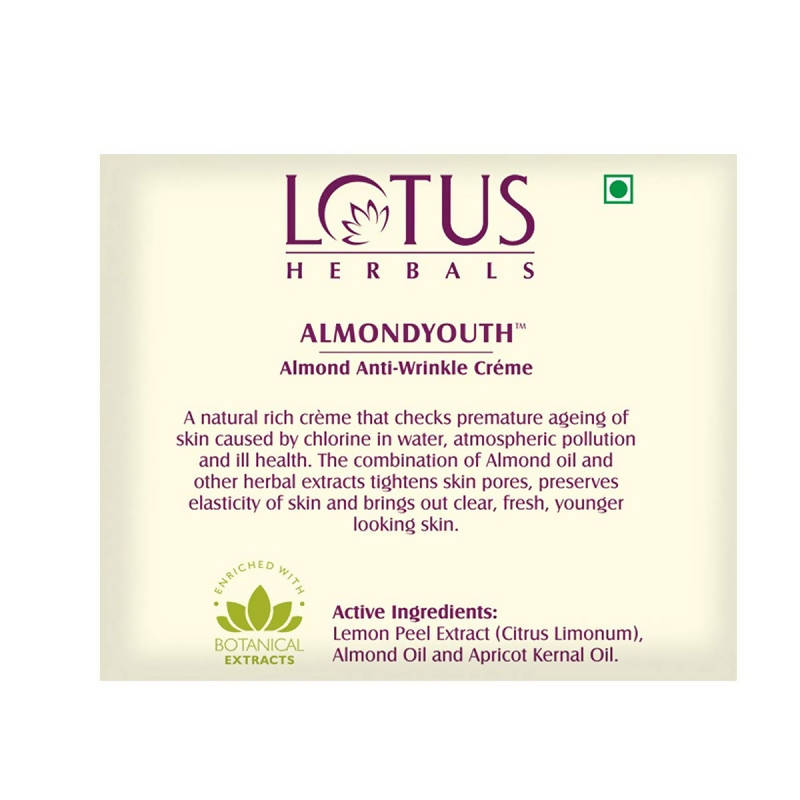 Lotus Herbals Almondyouth Almond Anti-Wrinkle Cream - Limited Time Offer