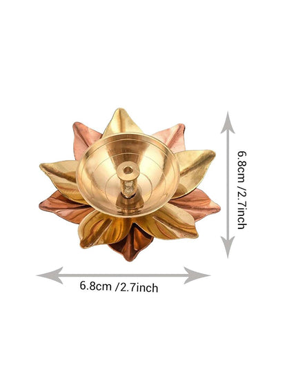 Tied Ribbons Gold-toned & Rose Gold-Toned 4 Pieces Antique Lotus Akhand Brass Diyas