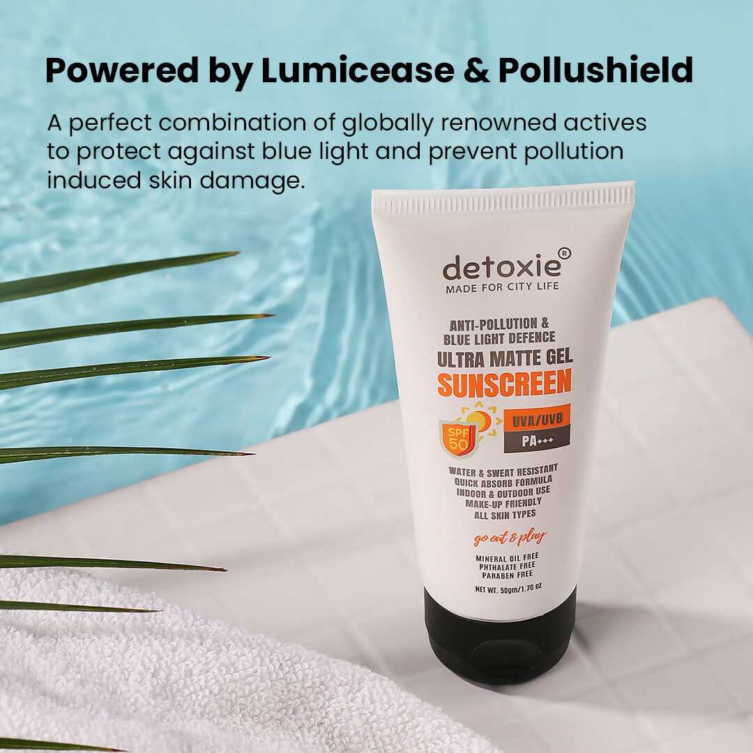 Detoxie Ultra Matte Sunscreen Gel Matte Finish Dry Tint Water & Sweat Resistant With Spf 50 Pa+++