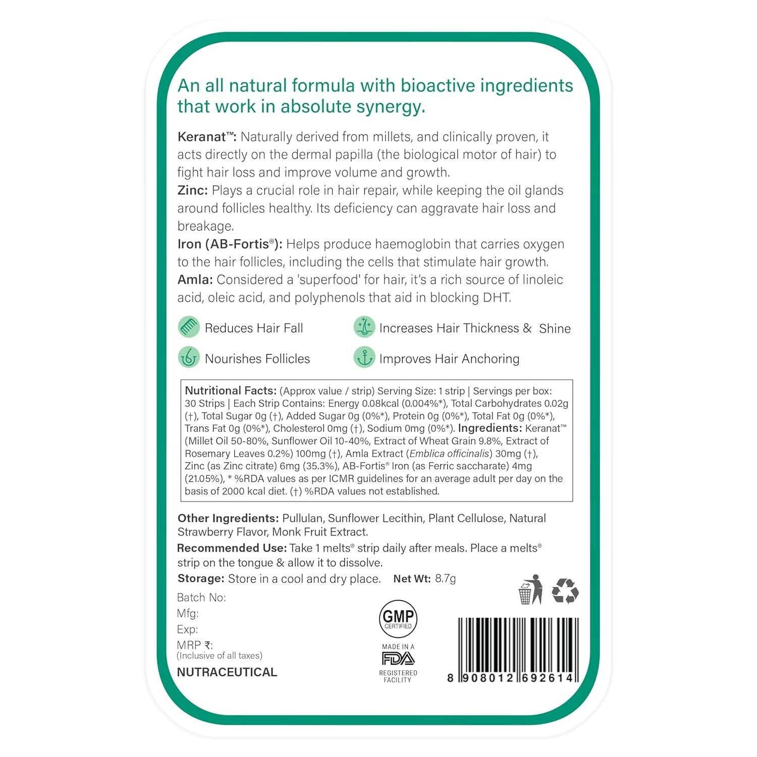 Wellbeing Nutrition Melts Healthy Hair & Hair Fall Control Strips Combo