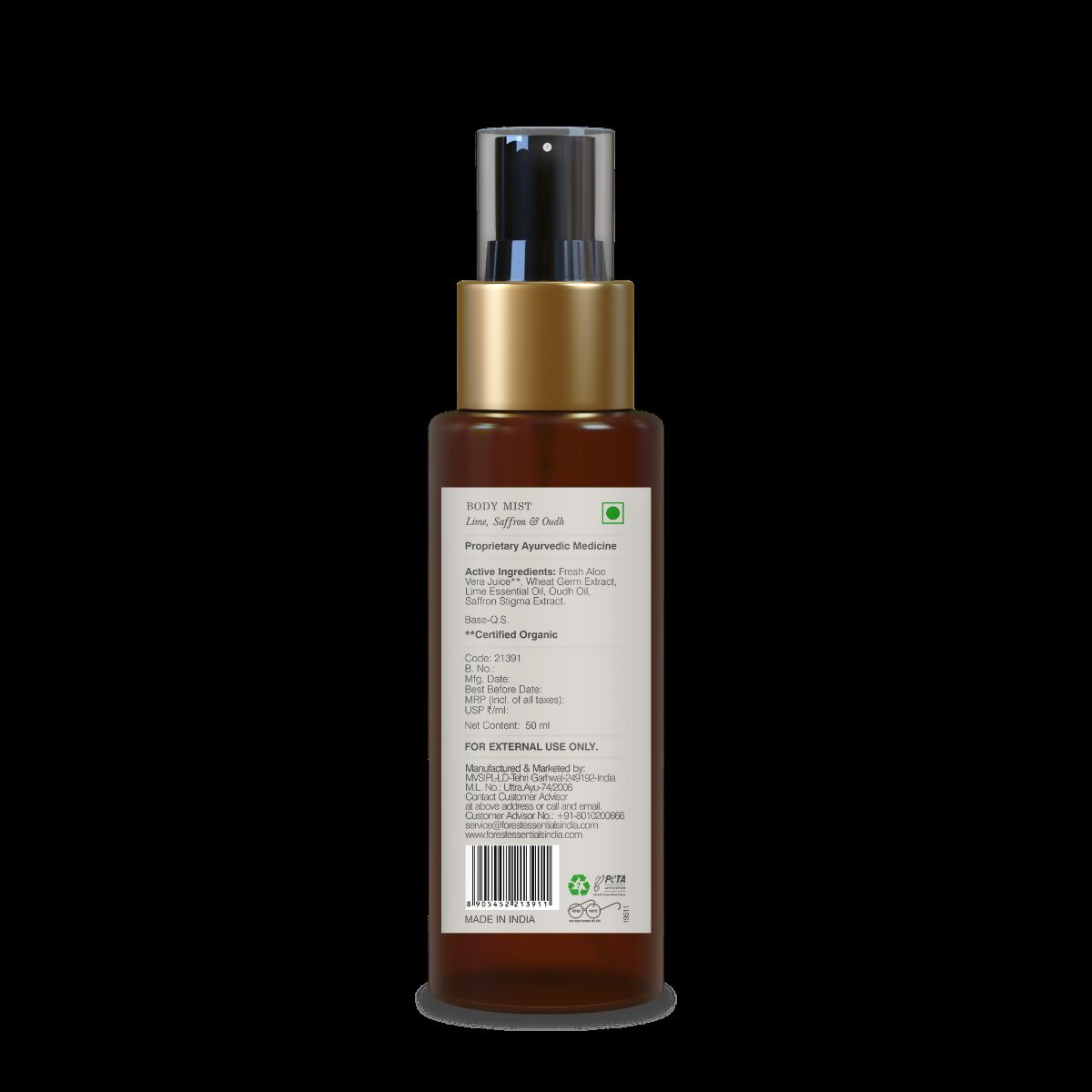 Forest Essentials Scented Body Mist Lime Saffron & Oudh - Drmedicart
