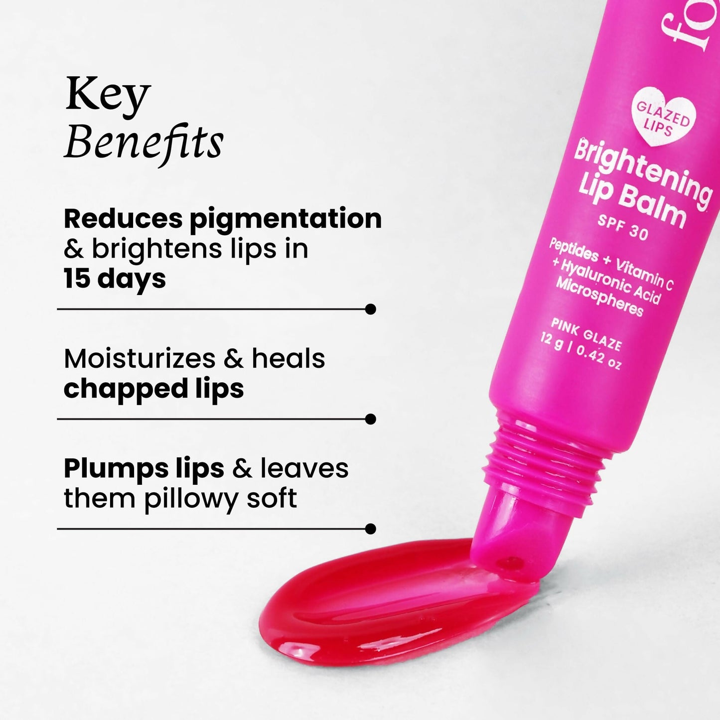 Foxtale Brightening SPF 30 Lip Balm - Pink Glaze (Bubblegum), Brightens Lips, Reduces Pigmentation