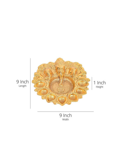 Craftvatika Gold-Toned Metal Lord Ganesha Design Kuber Diya