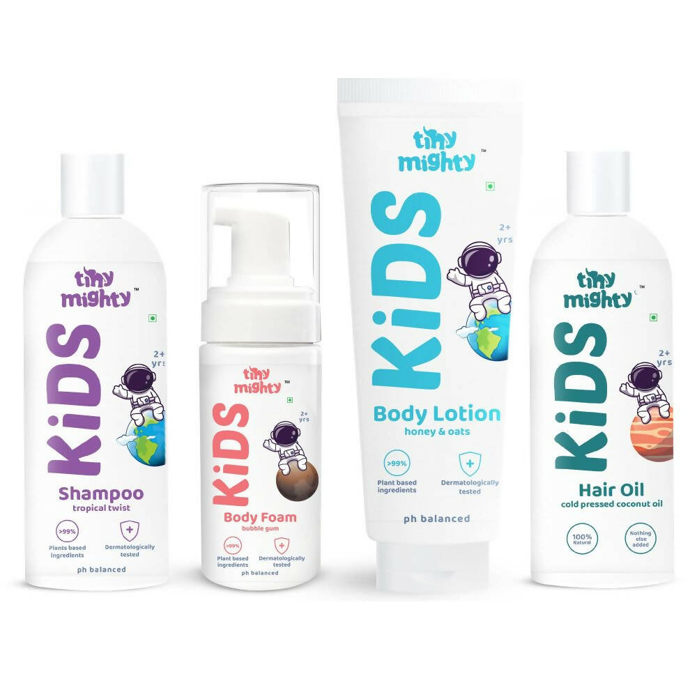 Buy Tiny Mighty Kids Shampoo, Body Lotion, Foam Wash & Hair Oil Combo from DrMediCart, Ship from India to USA