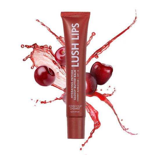 Conscious Chemist Peptide Lip Balm, Lush Lips with SPF15 - Cherry Bubblegum