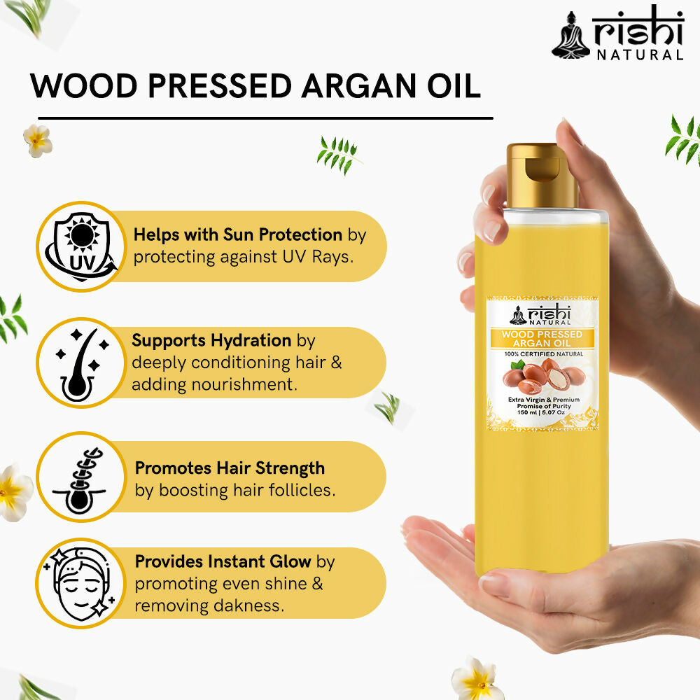 Rishi Natural Argan Oil Cold-Pressed 100% Pure Healty Skin And Hair