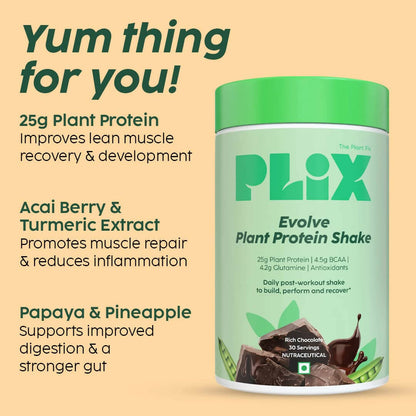 PLIX The Plant Fix Evolve Plant Protein Shake Powder - Chocolate