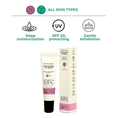 Rare Chemistry Pretty Pout Protecting Day Lip Balm, SPF 20, Beetroot Almond Oil, Moisturising