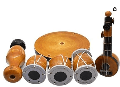 Eco Friendly Wooden Handcrafted Musical Set with Vase Decor Decorative Showpiece for Home Table Office Living Room Decoration Item - Drmedicart