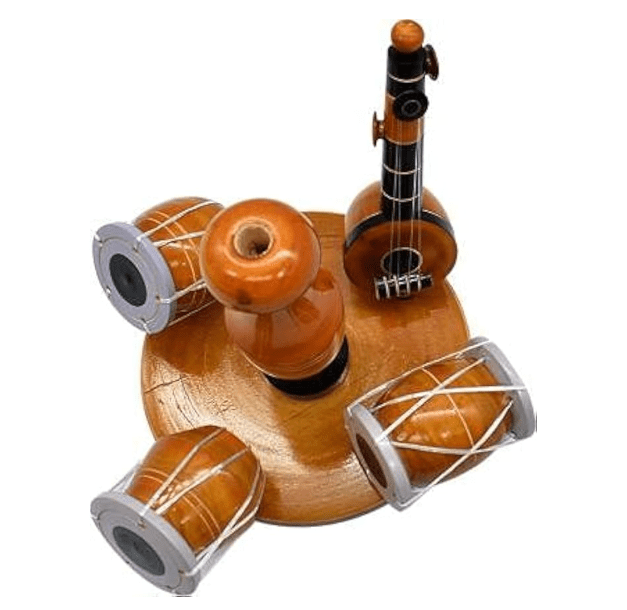 Eco Friendly Wooden Handcrafted Musical Set with Vase Decor Decorative Showpiece for Home Table Office Living Room Decoration Item - Drmedicart