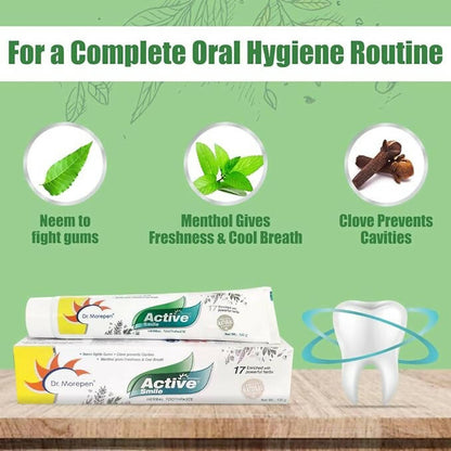 Dr. Morepen Active Smile Herbal Toothpaste with Neem, Clove & Menthol