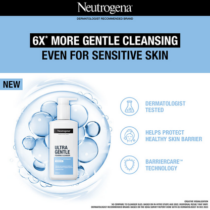 Neutrogena Ultra Gentle Foaming Face Cleanser Protect Skin Moisture  - For Oily & Sensitive Skin