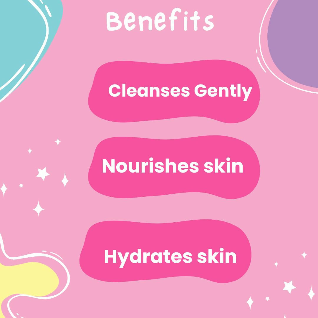 Puddles Organic Unicorn Magic BodyWash Gel (Age 2-12 Yrs), Coconut cleansers Essential Oil