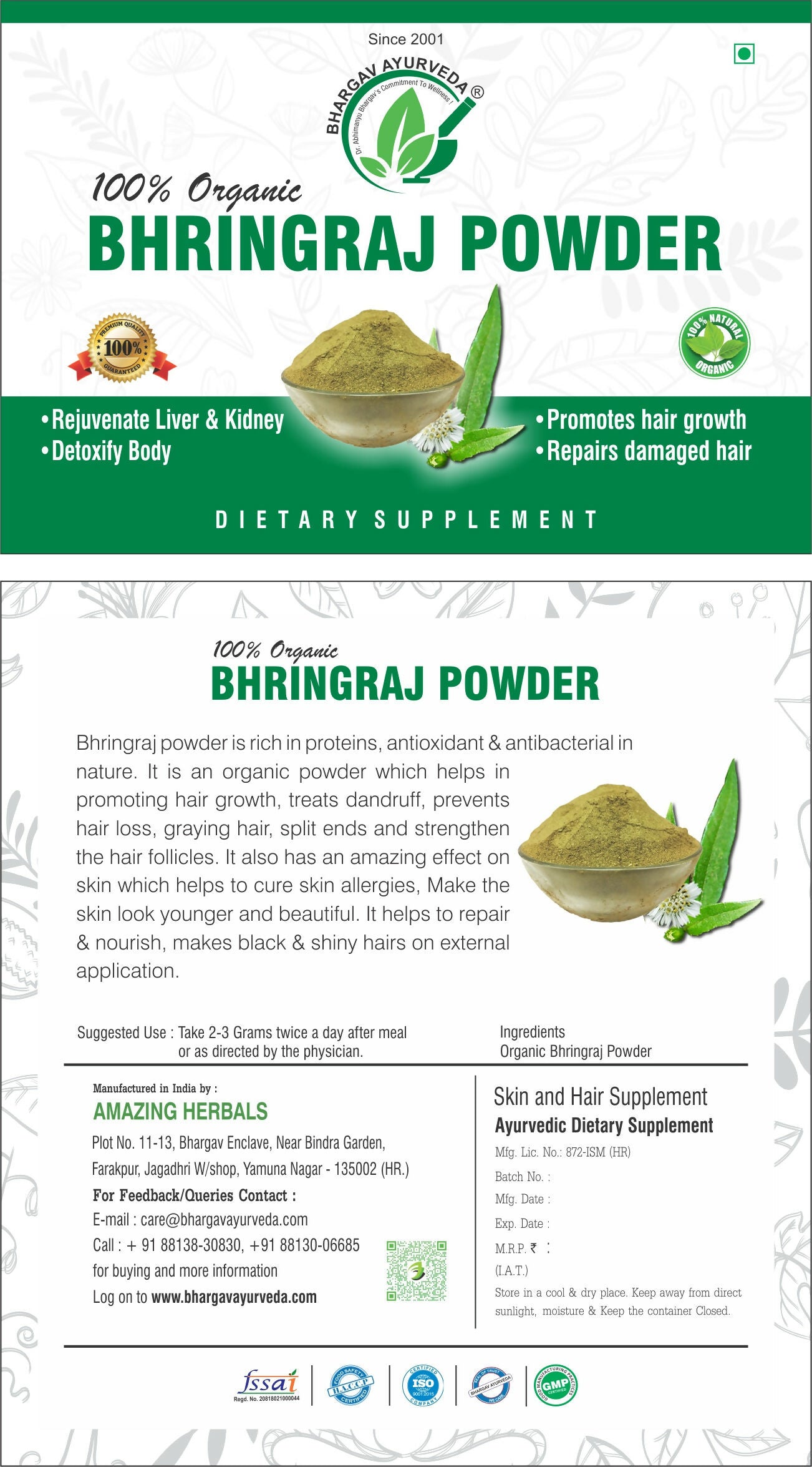 Dr.Bhargav's Bhringraj Powder