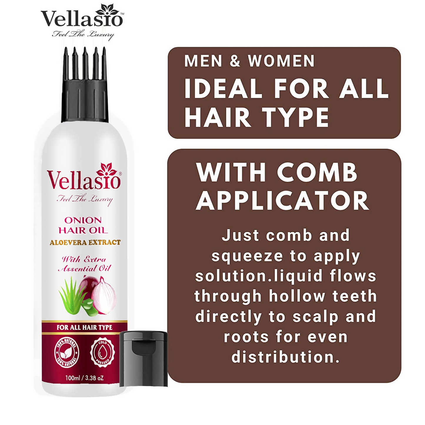 Vellasio Onion Aloevera Hair Oil & Ayurvedic Herbal Extracts
