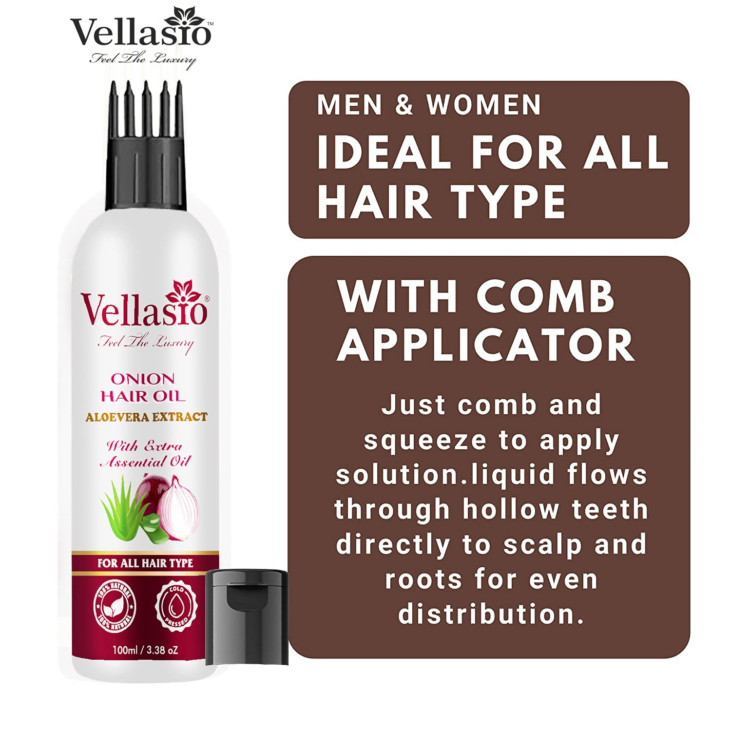 Vellasio Onion Aloevera Hair Oil & Ayurvedic Herbal Extracts